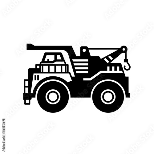 Towing Truck Icon - A Vector Illustration of a Heavy-Duty Recovery Vehicle for Roadside Assistance