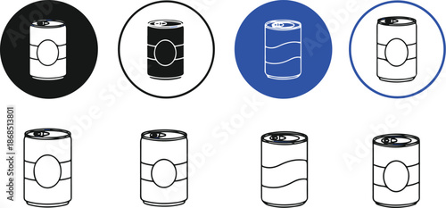 Eight stylized of canned goods food can drink can beverage can