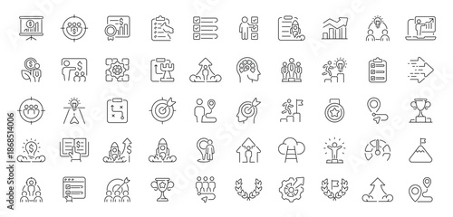 Collection of Minimalist Line Art Chinese Characters and Symbols.