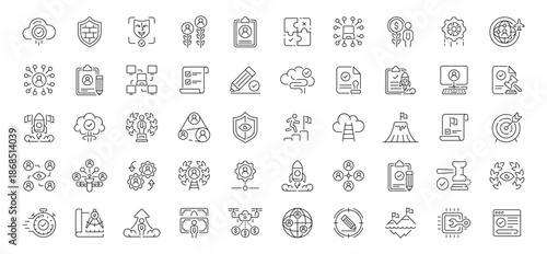 Collection of Outline Style Abstract Icons and Symbols.