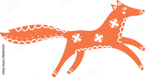 Fox Running Scandinavian Folk Motif