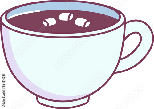 Cup Of Hot Cocoa With Marshmallow Cartoon