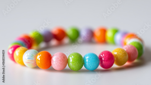 Handmade wooden beaded bracelets are neatly arranged on a clean white background.