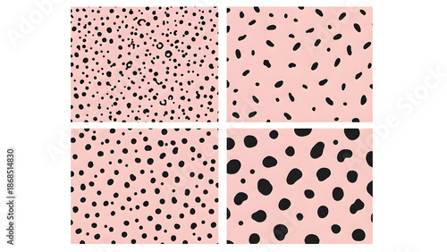 Pink and black spotted patterns in four sections