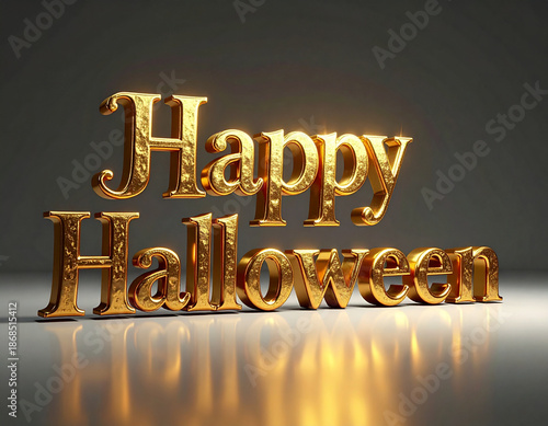  Golden Happy Halloween Text Transparent Background.