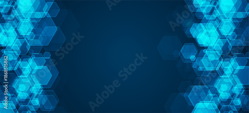 Abstract cube hexagon shape background. Digital technology concept