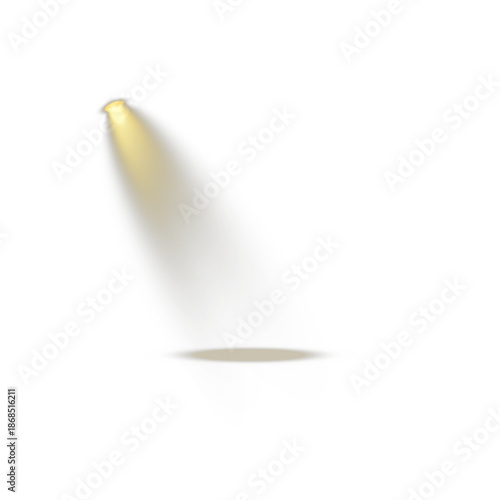 Dramatic golden spotlight beam illuminating dark empty stage background with soft glow and shadow