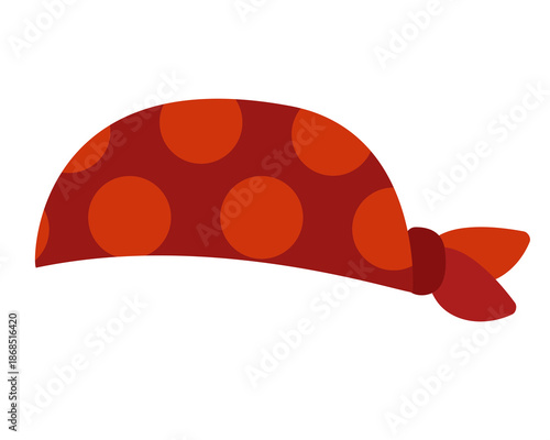 Cute red pirate bandana decorated with polka dots. Flat vector illustration isolated on white background. Costume item for children books, pirate themes and dress up illustrations.