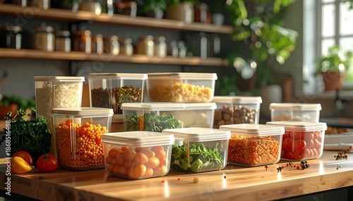 Meal Prep Containers with Healthy Food.
