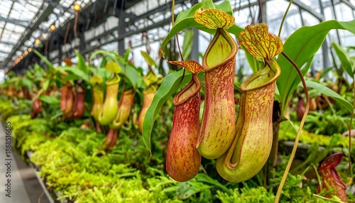 Tropical Pitcher Plants in Greenhouse Environment.