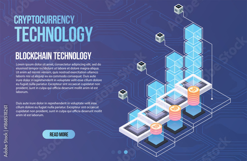Digital Blockchain Network Illustrating Cryptocurrency Technology Connections.