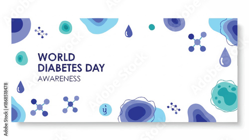 World Diabetes Day Awareness Graphic with Medical Symbols.