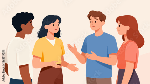 A group of people are standing together and one of them is wearing a yellow shirt. They are all smiling and seem to be having a good time