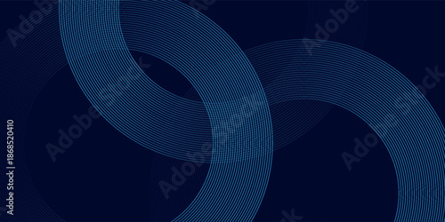 Blue abstract background with glowing circles. Swirl circular lines pattern. Geometric spiral. Twirl element. Modern graphic desi