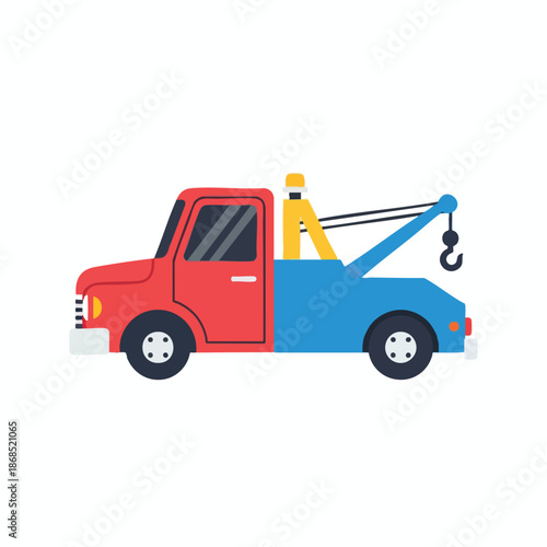 Red and Blue Tow Truck Illustration