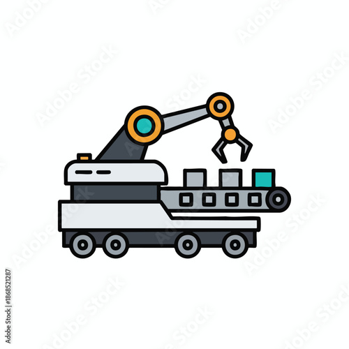 Industrial Robot Arm on Production Line