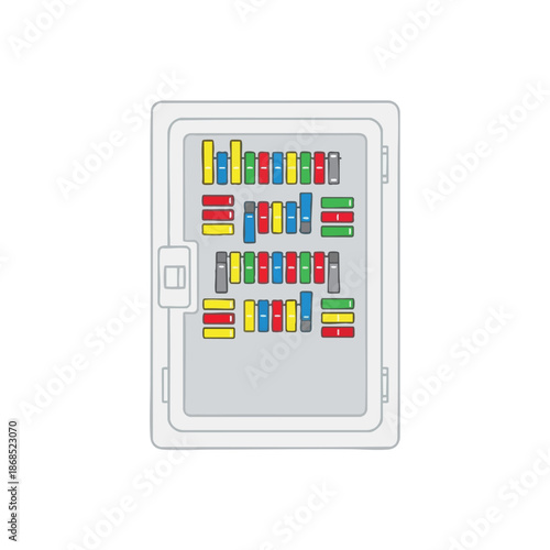 Electric Panel with Colorful Circuit Breakers