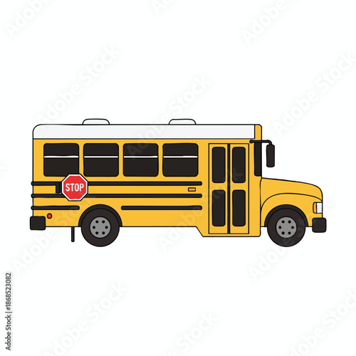 Yellow School Bus with Stop Sign