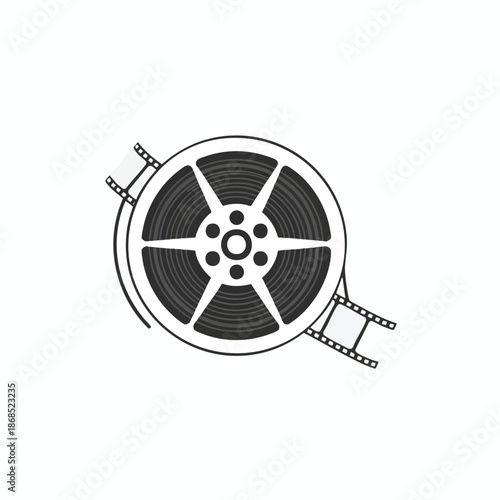 Vintage Film Reel Illustration on White Background