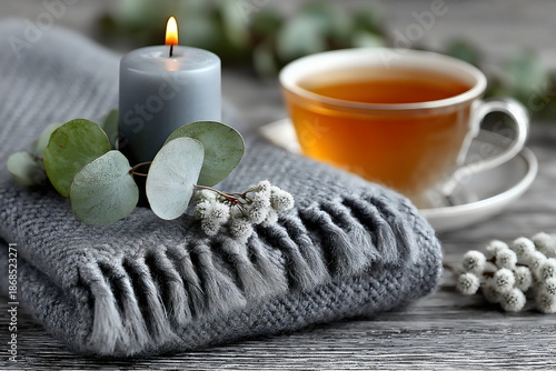 Natural colors trend for 2026 with candle, tea, and cozy elements in a warm setting