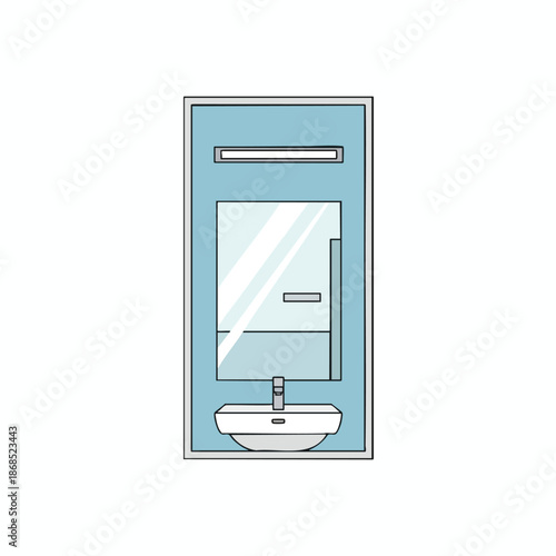 Bathroom wall with sink and mirror