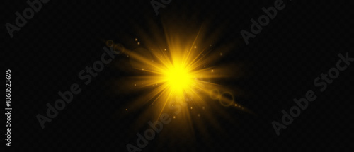 Golden Core with Radiating Light Rays Abstract Divine Glow, Shimmering Energy Center, Spiritual Illumination on Dark Background
