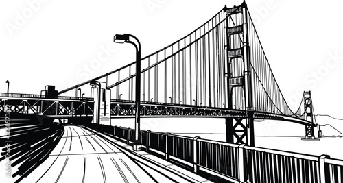 Minimalist San Francisco bridge silhouette vector art for tourism design