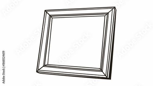 Simple black and white illustration of a tilted square frame on a plain white background viewed from a slight angle