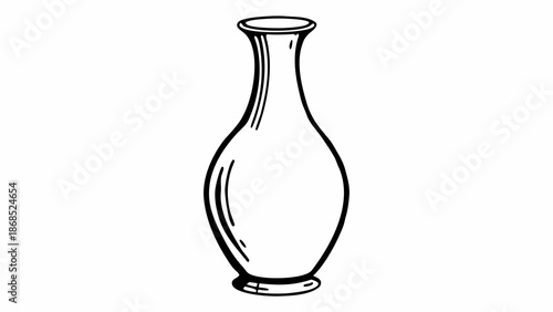 A simple black and white illustration of a vase on a plain background