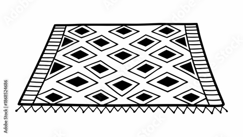 Geometric Pattern Illustration Featuring Diamonds and Triangles on a White Background from a Direct Viewpoint