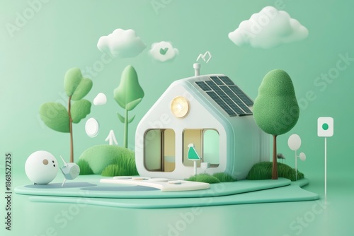 Sustainable smart house ecosystem infographic illustration