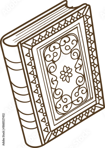 Ornate vintage book with decorative cover and floral pattern design