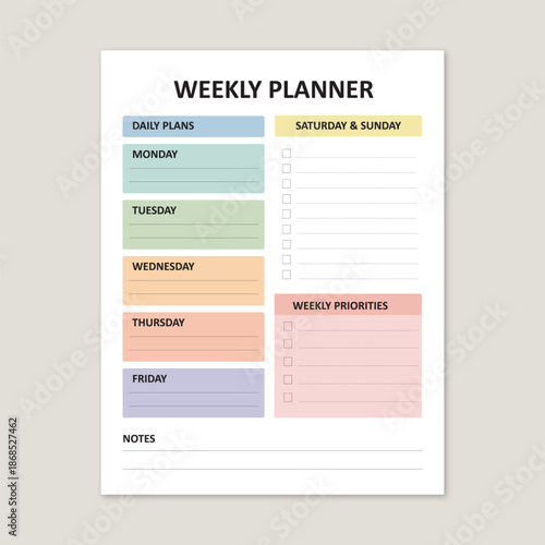 Minimal Weekly Planner, Productivity & Time Management Schedule, Weekly Planner, Weekly Schedule & Goal Planning, Weekly Planner Organizer for  Work, Study & Personal Planning
