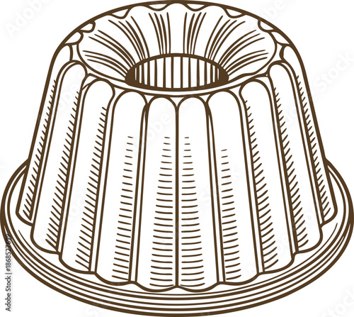 Bundt cake mold vintage metal baking pan with fluted sides and central hole for preparing ring shaped cakes