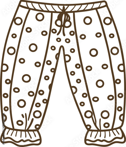Children's polka dot pajama pants with elastic waistband and ankle cuffs illustration
