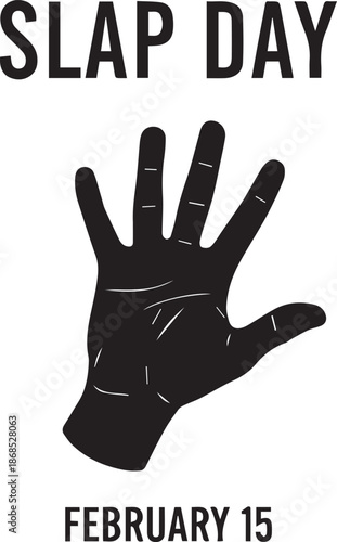 Slap Day February 15 Greeting Card with Minimalist Black Hand Silhouette