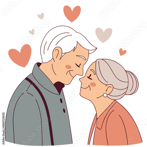 Elderly couple sharing a tender moment