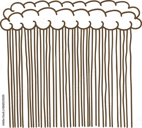 rain cloud with long vertical raindrops falling, simple weather illustration