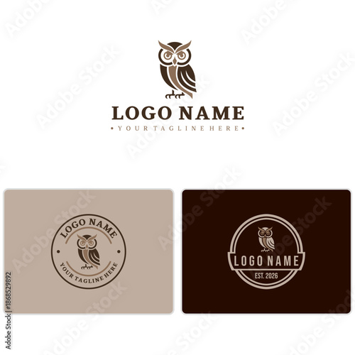 Elegant Vintage Owl Emblem Logo for Consulting, Coaching and Education Brands
