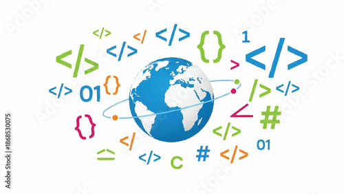 Global Technology and Coding Concepts Illustrated.