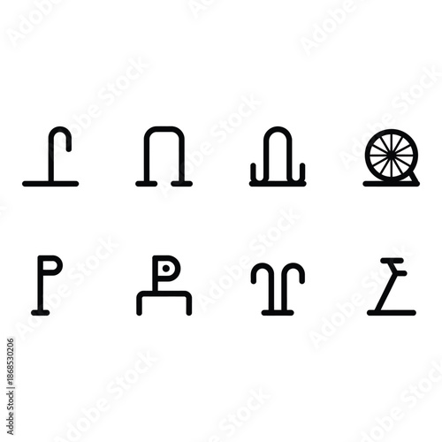 Collection of simple black icons on white background