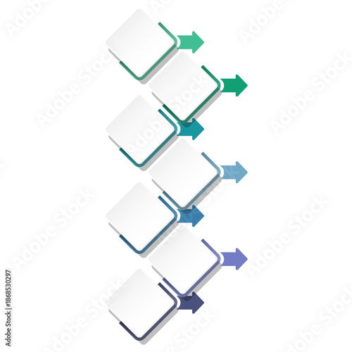 Infographic 7 successive steps, elements and space for data.