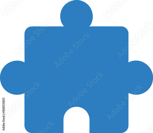 Flat Blue Puzzle Piece Icon Transparent Background