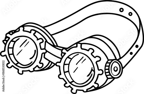 Steampunk goggles with adjustable leather strap and gear shaped frames