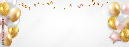 Glossy Happy Birthday Balloons Background Vector Illustration