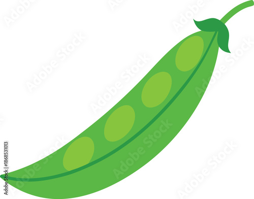 Flat Green Pea Pod Icon Transparent Background