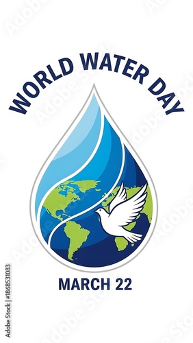 World Water Day 2023 Promotion with Earth and Dove Graphic Design Concept