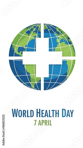 Global Health Awareness Concept for World Health Day with Earth and Medical Symbol Representation