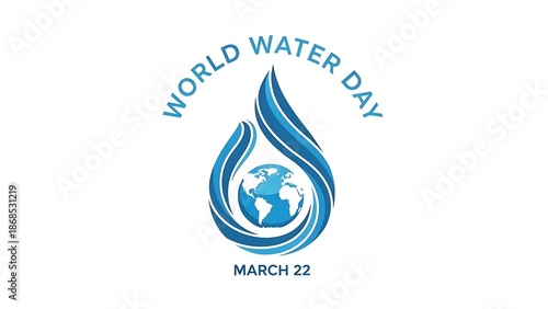 World Water Day Celebration Design Featuring Earth and Water Drop Symbolism