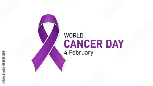 Purple Ribbon Symbolizing World Cancer Day on February 4th for Awareness and Support